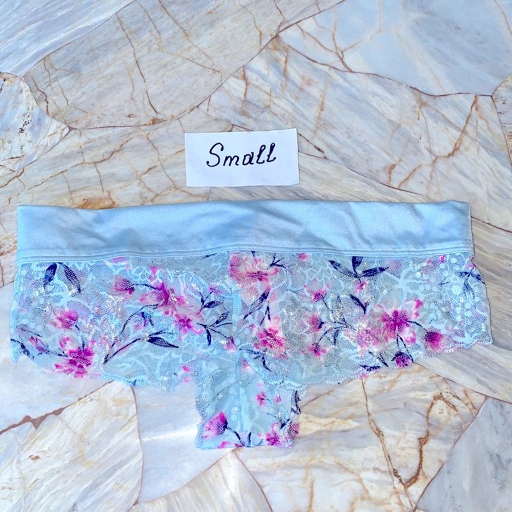 VS Pink‎ Small Blue Lace Panty Floral Bikini